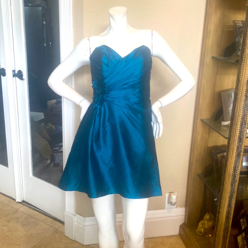 Alvina Valenta Maids Ny Blue Strapless Dress Sz 8